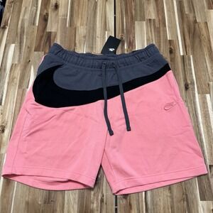 Nike Sweat Shorts Mens 2XL Pink Gray Big Swoosh Fleece Colorblock Terry NWT
